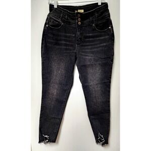 Suzanne Betro Black Denim Raw Hem  Crop Jeans Sz 12